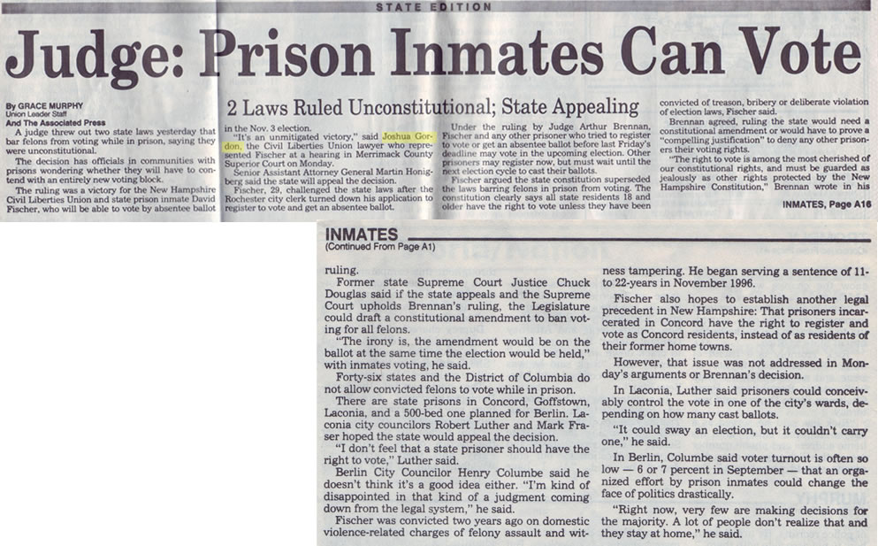Concord Inmate Cites Constituion In Seeking Vote